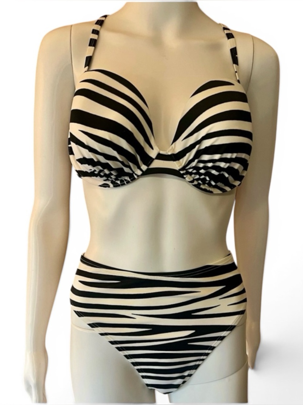 Victoria's Secret Black and White Animal Striped Bikini